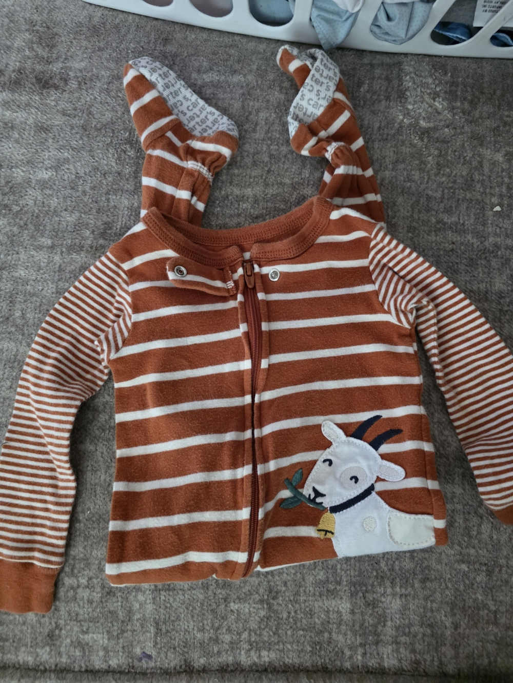 Carter's Rust & Cream Striped Sleeper with Goat Applique